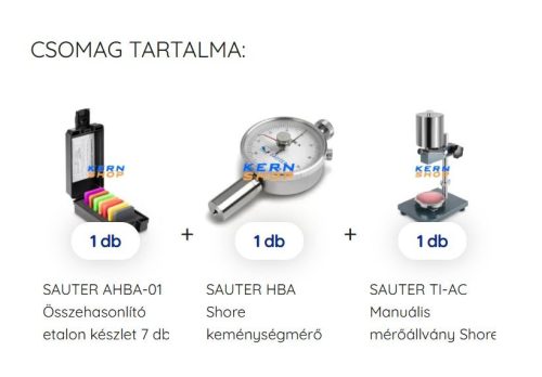Analóg kézi Shore A keménységmérő etalonnal, állvánnyal HBA + AHBA + TI-AC