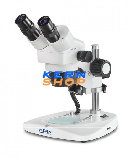 Sztereó zoom mikroszkóp binokulár tubussal, 7,5x - 36x nagyítással, alsó-felső LED-es megvilágítással, KERN OPTICS OZL 445
