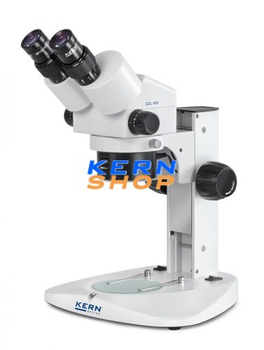 Sztereó zoom mikroszkóp binokulár tubussal, 7,5x - 50x nagyítással, alsó-felső LED-es megvilágítással, KERN OPTICS OZL 456