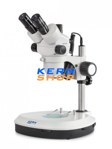 Sztereó zoom mikroszkóp binokulár tubussal, 7,5x - 45x nagyítással, alsó-felső LED-es megvilágítással, KERN OPTICS OZM 542